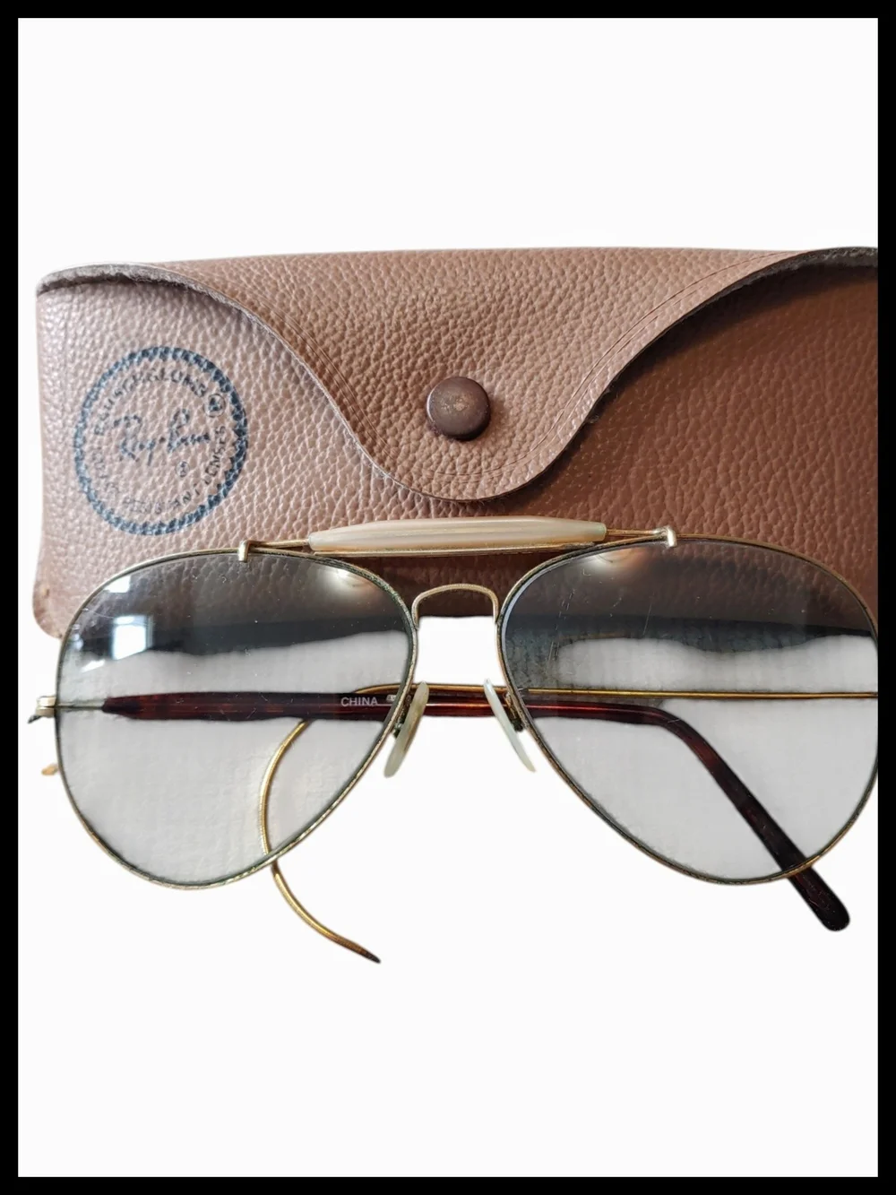 Vintage Ray-Ban Aviator Sunglasses B&L USA Gold Frame Mismatched Arms + Case